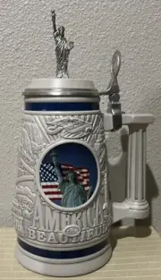 Vintage Avon Handcrafted Statue Of Liberty Beer Stein, America The Beautiful NIB