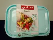 Goodcook Everyware Plastic Storage Container 4 Med Rectangle with Light Blue Top