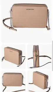Michael Kors Jet Set Large East West Saffiano Leather Crossbody Bag Camel