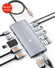 USB C Docking Station 14-in-1 Triple Display 8K DP 4K HDMI 100W PD RJ45