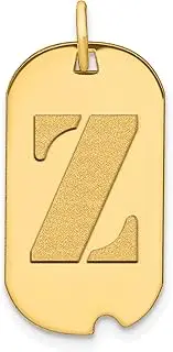 [Goldia] Real and Solid 14K Yellow Gold Polished Letter Z Initial Dog Tag Pendant