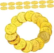 100pcs Plastic Treasure Coin Toys Simulation Treasure Coin Photo Prop Pirate Ship Pattern Boys and Girls Game
