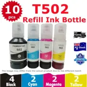 10X Compatible T502 502 Ink Bottle For Epson EcoTank ET2850 ET4850 ET2750 ET4750