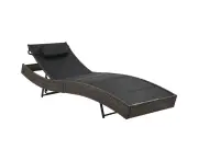 Sun Lounger Poly Rattan and Textilene Brown