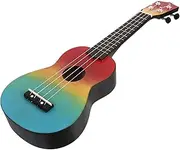 BESTonZON 21 Inches Ukulele Set for Beginners Hand Drawn Rainbow Ukelele Bag Safe Wooden Material for Boys and Girls