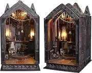 Quiet Night Prayer DIY Book Nook Kit – Gothic Miniature Wooden Bookshelf Insert with LED Lights | 3D Fantasy Book Nook Craft Kit for Adults & Teens, Atmospheric Dark Academia Decor