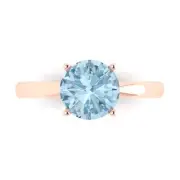 2Ct Round Cut Natural Swiss Blue Topaz Gold Solitaire Engagement Promise Ring