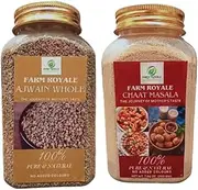 Farm Royale Carom/Ajwain Whole & Chaat Masala Powder -1+1 Combo-(200gm & 200gm) - Empowering Women, Pure and Natural Spice