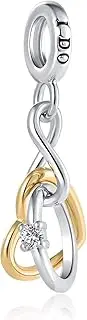 [ZakiaHo] Heart Infinity Love Wedding Engagement Ring Charms for Bracelets Womens Birthday Valentines Day Gifts Compatible with Pandora Bracelets