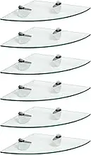 Harbour Housewares Floating Glass Bathroom Corner Shelves - 30cm - Clear/Black - 6X Wall-Mounted Kitchen Bedroom Shower Room Décor Caddy Towel Storage Organiser Shelving Rack with Brackets