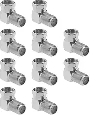 SING F LTD 10PCS F Type Male to Female Coaxial Cable Connector 90 Degree Right Angle RG6 Adapter Satellite Cable Connector for TV Modem Satellite Receiver