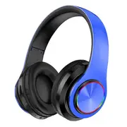 Explosive Light-emitting Bluetooth Headphones Headset Bass-heavy Cell Phone Wireless Sports Headphones - Blue