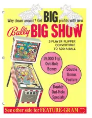 Big Show Bally Pinball Flyer / Brochure / Ad