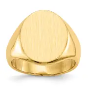 14K Yellow Gold 17.5x14.0mm Closed Back Men's Signet Ring