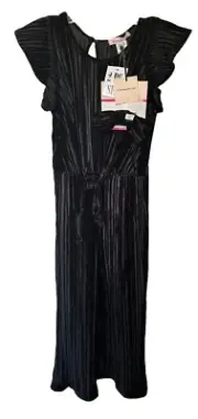 Love Squared Girls 2 PC Set Jumpsuit & Hair Clip Velour Belted Ruffle Size 10/12