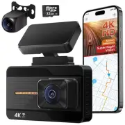 Dash Cam Front and Rear, 4K+1080P Dash Camera Built in WiFi GPS with 32GB TF ...