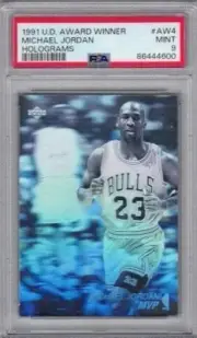 Michael Jordan 1991 UD award winner holograms #AW4 PSA 9 Chicago Bulls HOF x600
