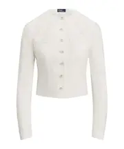 floral-embroidered linen jacket 6 White