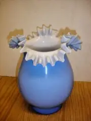 FENTON CASED GLASS BLUE COLOR POPPY LAMP SHADE.
