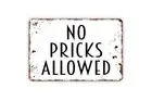 No Pricks Allowed Sign, Metal Sign, Farmhouse Contemporary Modern Wall Metal