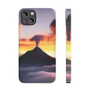 Volcano Erupting Slim Phone Case fits Apple iPhone 14 & 15 - Great Gift Idea!