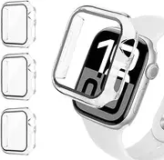 3 Pack Hard Case for Apple Watch Screen Protector 40mm 44mm 42mm 46mm 41mm 45mm 49mm Series 10 9 8 7 6 5 4 SE Ultra/2,Full Coverage PC Face Cover Bumper+Tempered Glass for iWatch Screen Protector