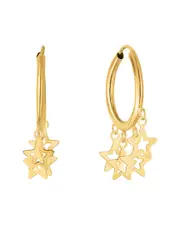 14K Italian Gold Celestial Charm Hoops