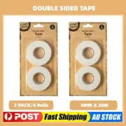2PK 20Mx9mm Double Sided Tape Thin Adhesive Tape Craft Clear Colour Easy Peel