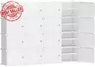 White Shoe Rack Storage Cabinet 16-Cube DIY Organizer Portable Wardrobe Shelf
