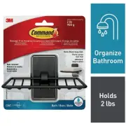 Command Adhesive Soap Dish, Matte Black, 2 Medium Water-Resistant Strips Command