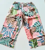 PETER ALEXANDER Pink PJs Pyjamas 3/4 Pants BNWT Palm Tree XS Cotton Pockets