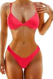 [Aqua Eve] Women Two Piece Bikini High Cut Swimsuit Triangle Bathing Suit Cheeky Bikini Set