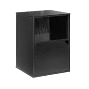 Costway Bedside Tables Wooden w/Storage Shelf, Black