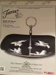 Fiesta® Halloween Ghost Square Tidbit Serving Tray Dark Gray And White