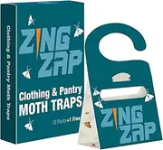 ZingZap Pantry & Clothing Moth Glue Traps(12+1 free) with Extra Strength Female Pheromones,Moth Treatment & Prevention,Odorless,Safe and Effective for Food and Clothes,No Mothballs,Lure, Trap and Kill