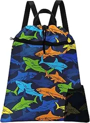 [Britown] Swim Bag, Beach Drawstring Backpack, 15” x 17” Waterproof Portable Swimming Dance Gym Gymnastic Pool String Bag