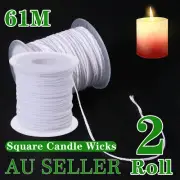 2x 61M/Roll Spool of Cotton Square Braid Candle Wicks Wick Core Candle Making AU