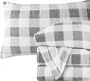 Elegant Comfort Luxuriously Soft 4-Piece Velvet Plush Flannel Sheet Set - Premium Quality - Cozy Warm, Anti-Static, Non Pilling Fuzzy Velvet Flannel Fleece Deep Pocket Sheet Set - Queen, Buffalo Gray