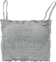 [Generic] Cotton Flare Top Women Longline Ruffle Ruched Knitted Bandeau Crop Top Tube Top With Removable Chest Pad Built In Shelf Bras For Girls Casual Cotton Solid Color Cropped Cute Summer Tops for Women Sexy
