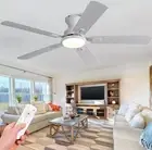 52 Inch White Ceiling fans with lights and Remote,Low Profile 52 inch,
