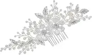 HONITANO Elegant Silver Rhinestone Hair Comb with Artificial Pearl Flower for Weddings Bridal Parties and Special Occasions Accessory for Brides and Bridesmaids