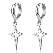 2PCS Copper Woman Fashion Jewelry Star Simple Retro Long Tassel Earrings