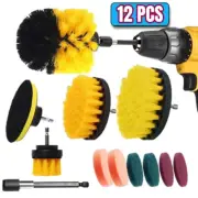 12/4 Pcs Electric Drill Brush Kit Scrubber Cleaning Brush for Carpet Glass Car K