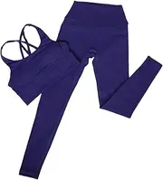 [Baluue] 1 Set High Waist Yoga Leggings Set with Cross Stylish Workout Outfits for Women Comfortable and Stretchy Activewear for Gym Running and Yoga Sessions