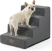 COZY KISS Dog Stairs for High Bed 23.6" H, Pet Step with Leakproof Cover, High Density Foam Cat Ramp for Bed, Lightweight, Durable, Comfort, 19.7x29.5x23.6 inch, 4 Tiers, Dark Grey