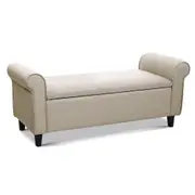 Chloe Linen Storage Ottoman Blanket Box Taupe