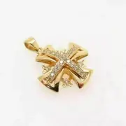 2.40Ct Round Cut Lab-Created Diamond Cross Shape Pendant 14K Yellow Gold Plated
