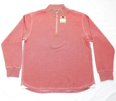 $198 NEW Robert Graham Pullover GUNTHER Striped X-LARGE XL Knit Quarter Zip Red