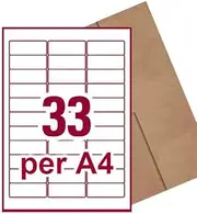 [33 Per Page] A4 Self Adhesive Address Labels Laser Inkjet Print Mailing Stickers Label 64 x 24.3mm 200 Sheets 6600 Labels