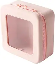 [Generic] Small Clear Makeup Bag for Women, Mini Silicone Travel Cosmetic Case Waterproof Clear Make Up Pouch Purse with Zipper Cute Toiletry Bags for Traveling Car Organizer Essentials (Pink, 13 * 13 * 6.5cm)
